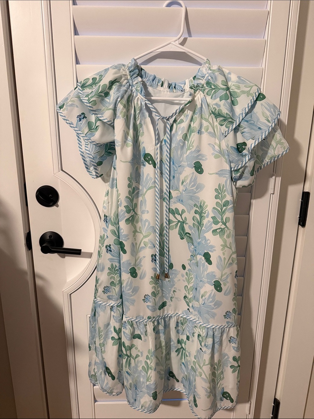Blue-Green Hydrangea Ruffle Sundress